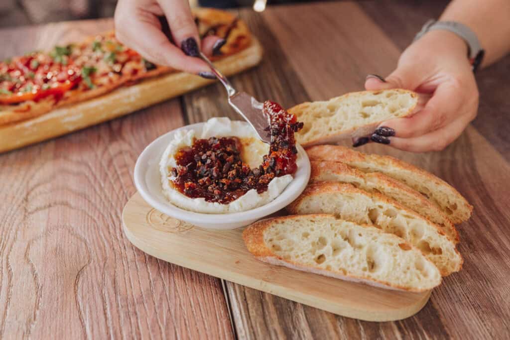 Snacks and hummus at Valo