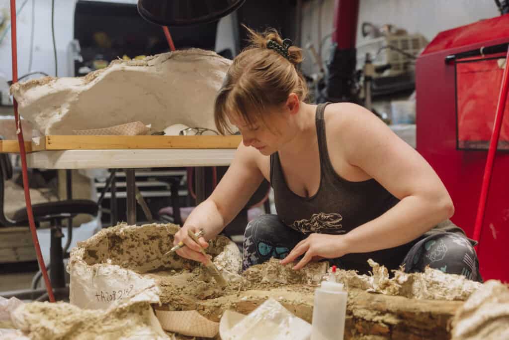 One of the paleontologists at the Montana Dinosaur Center