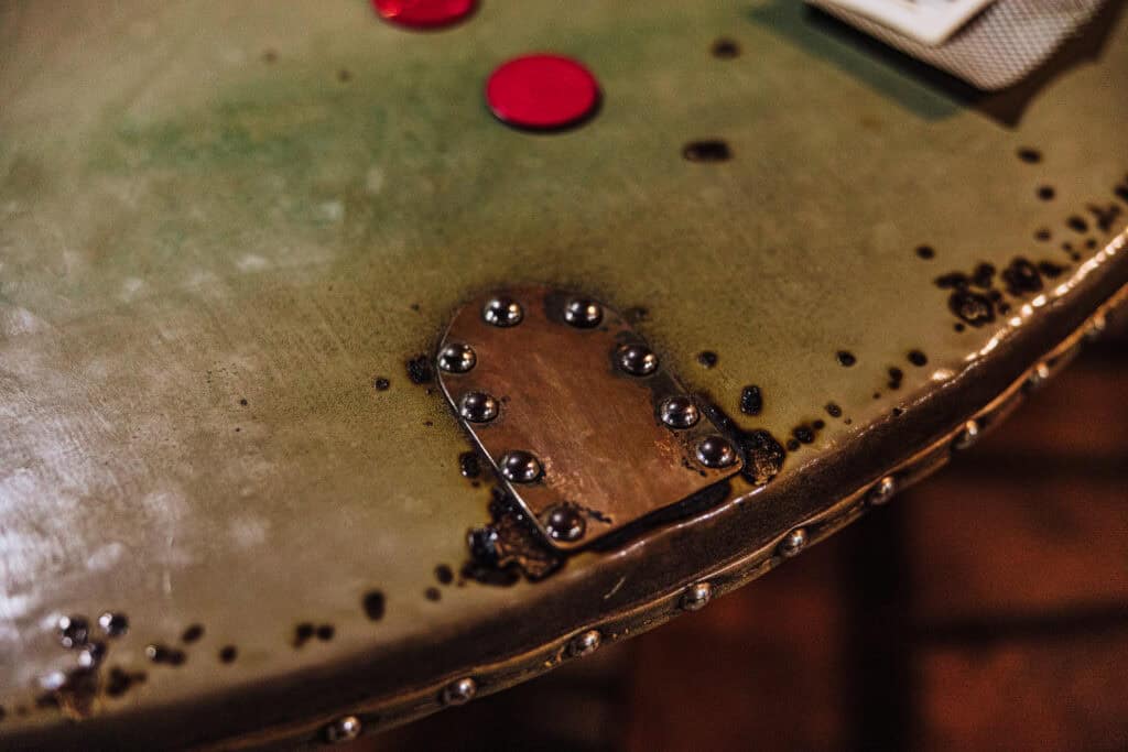 Tables in the old saloon in the "beneath the streets" tour