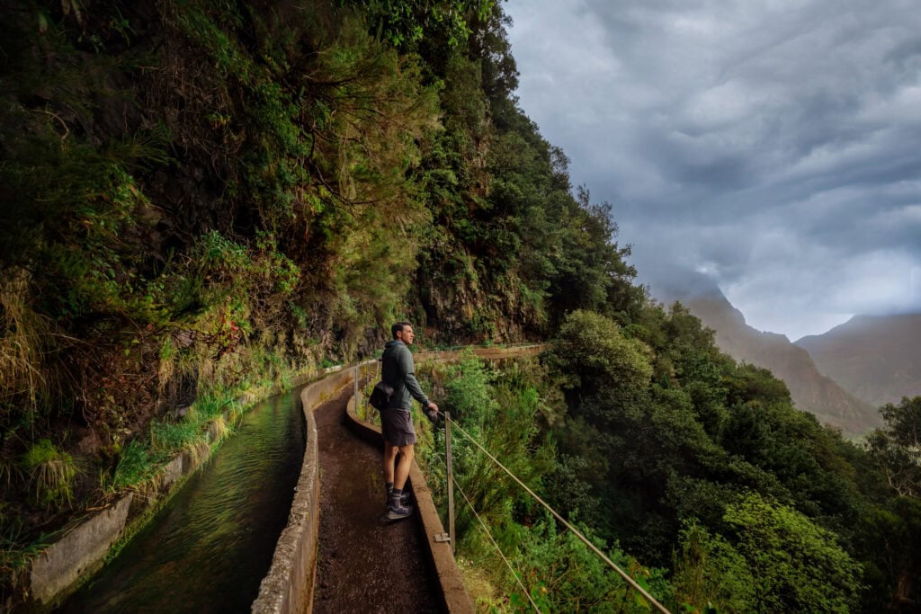 Jared Dillingham hiking the PR16 levada trail in Madeira in April