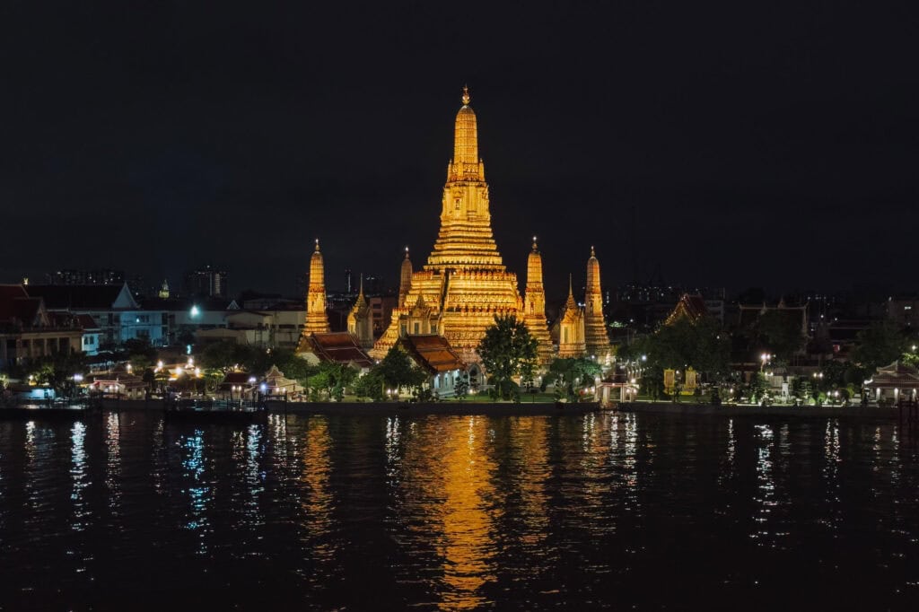 Temple Wat Arun, from the Eagles Nest rooftop bar in Bangkok