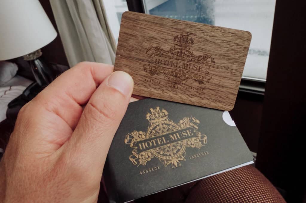 A room key at the Hotel Muse in Bangkok