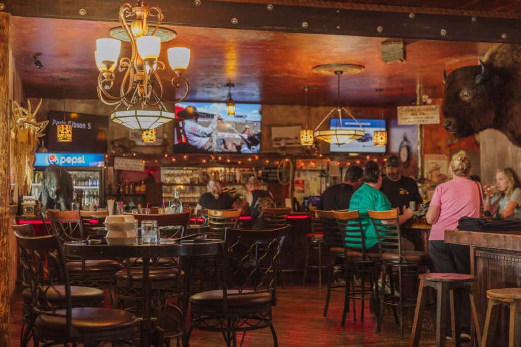 Eating lunch at Buffalo Joe's restaurant