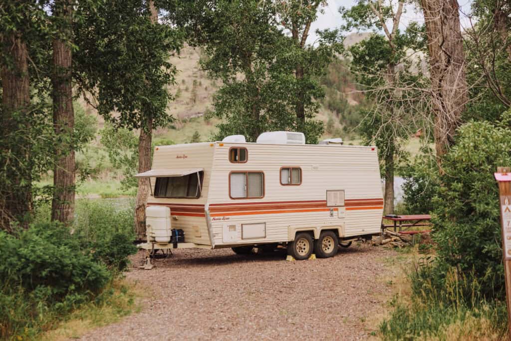 A camper at Hardy Creek Campground