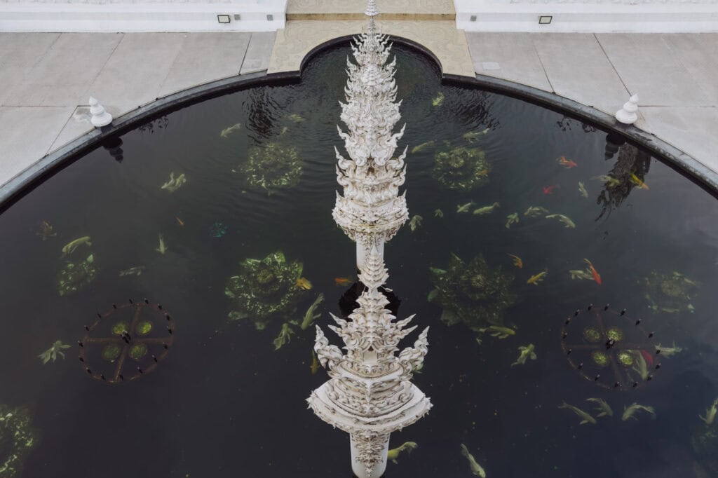 A fountain at Wat Rong Khun