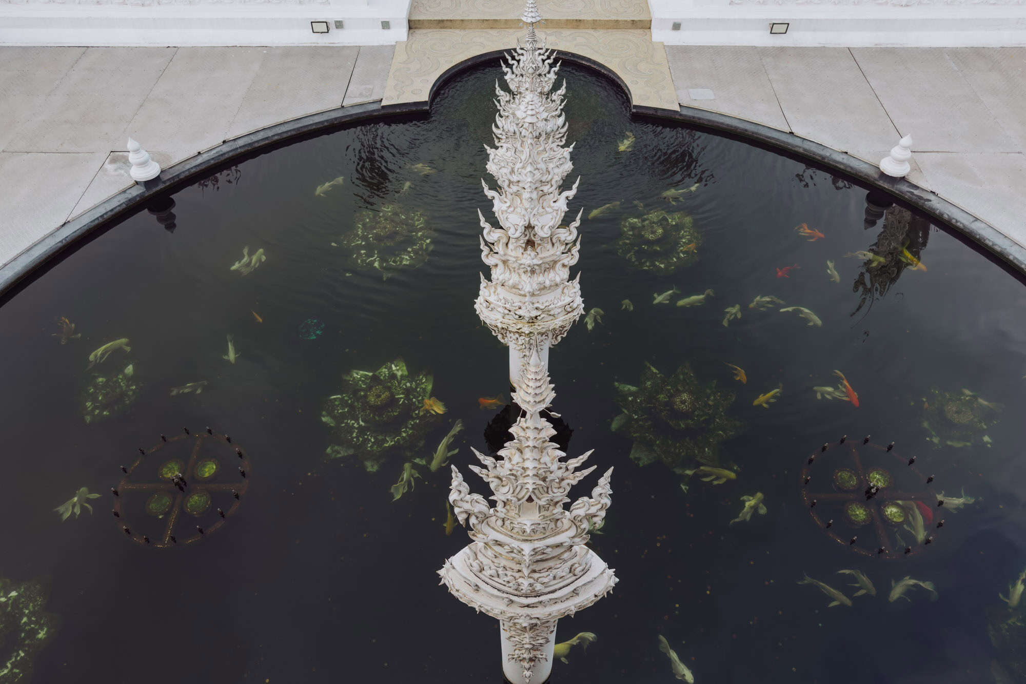 A fountain at Wat Rong Khun