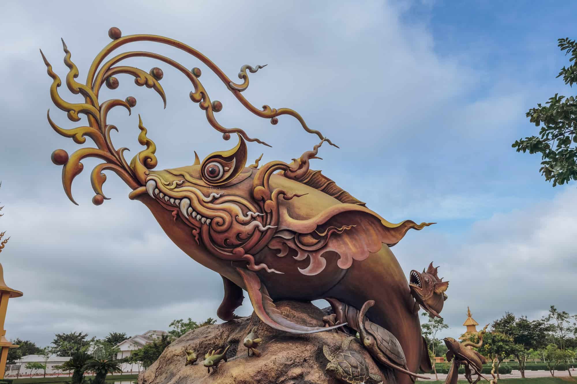 Buddhist fish sculpture