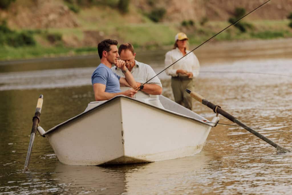 Jared Dillingham fishing with Jen and Jason Newmack in Montana