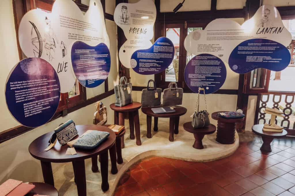 Shopping locally-made crafts in Laos