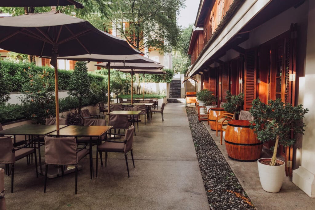 The restaurant area at the Avani Hotel