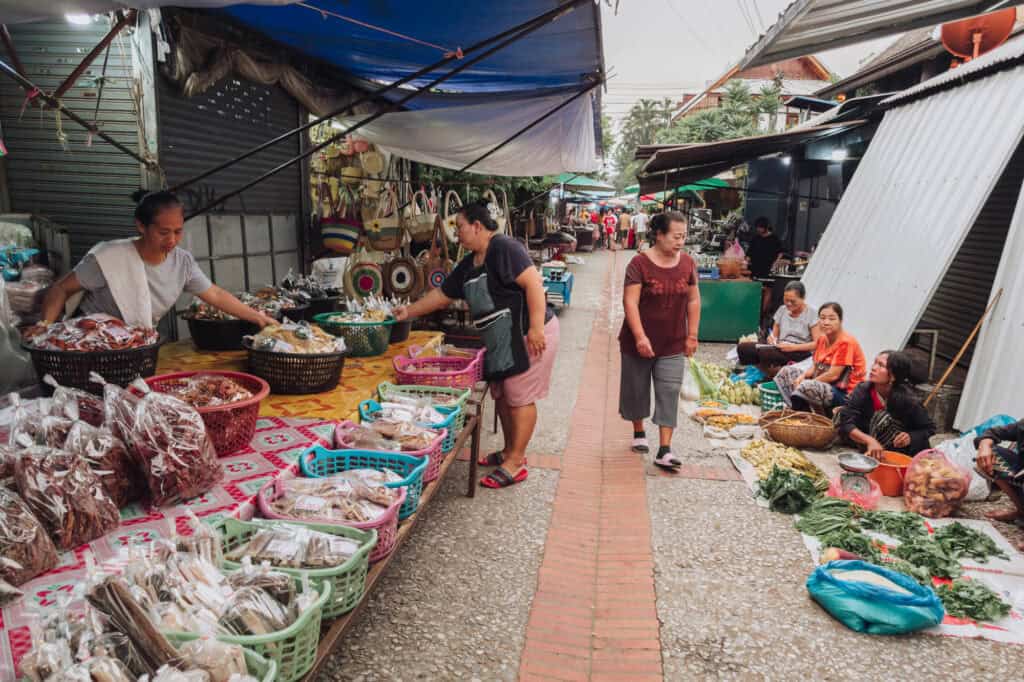 The morning market in Luang Prabang, Laos