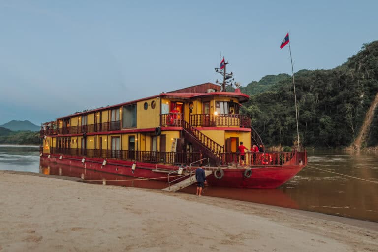 The Heritage Line Cruise ship Anouvong on the Mekong River in Laos