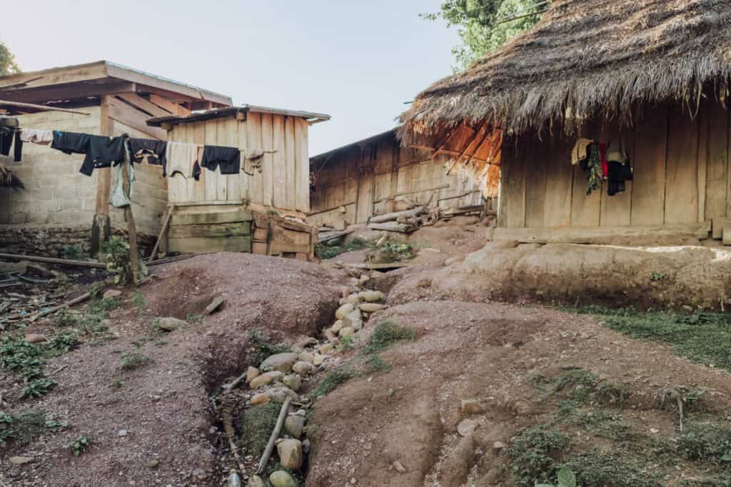 A village without electricity on the Mekong