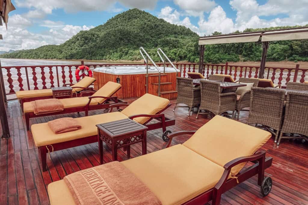 The sun deck on the Anouvong ship on the Mekong River
