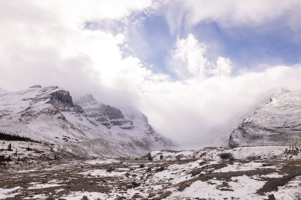 Columbia Icefield, a stop on the Icefields Parkway in Alberta