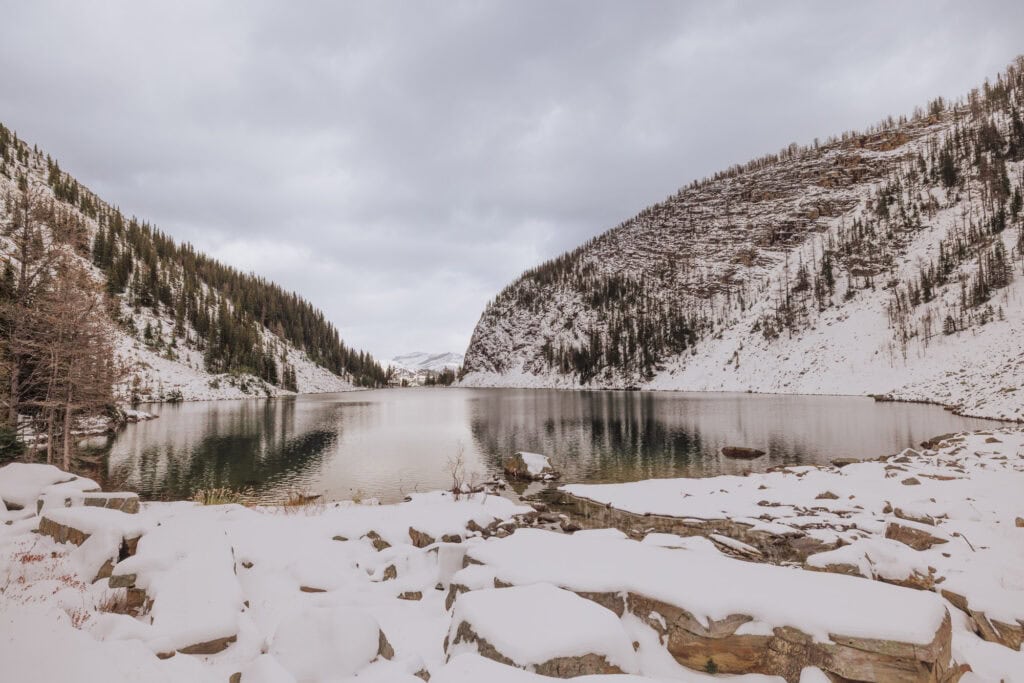 Lake Agnes, before hiking the switchbacks up to Big Beehive