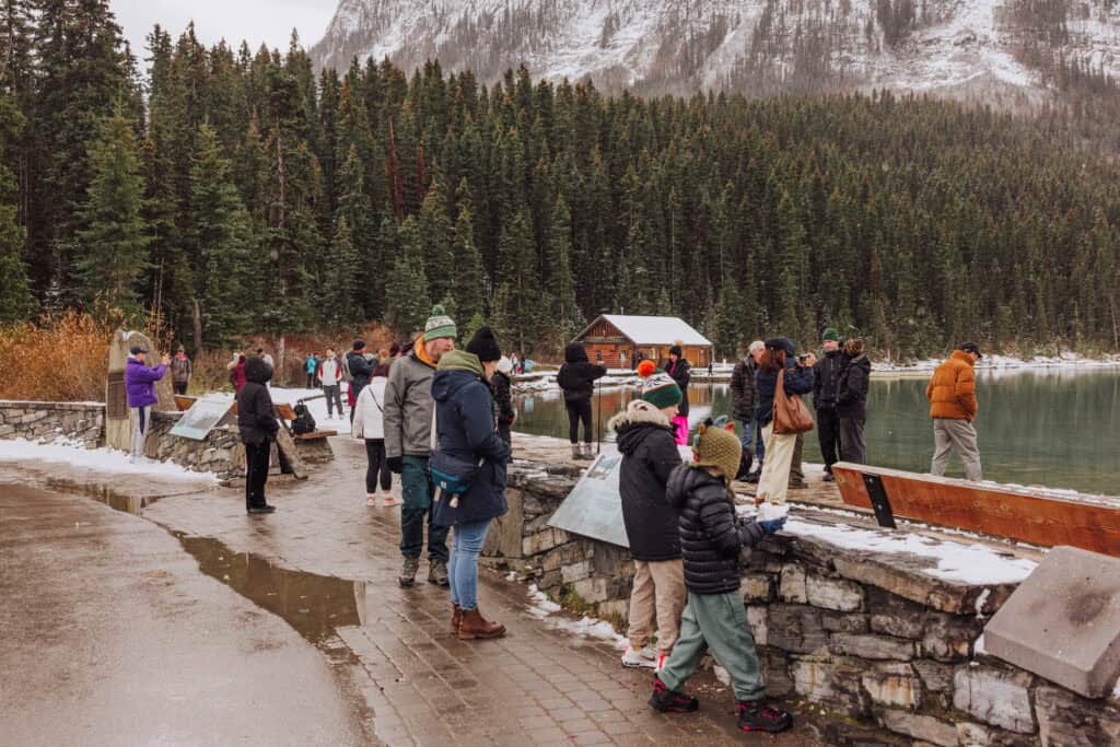 The winter crowd at Lake Louise