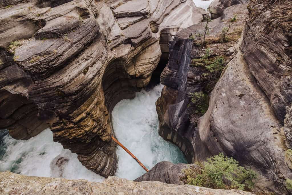 The river rushing through the rock gorge from the viewpoint