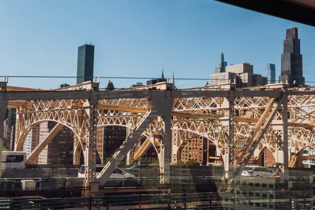 A view of the 59th Street Bridge from the Roosevelt Island Tramway