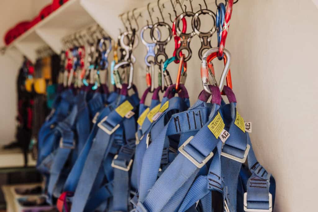 Safety gear and harnesses for rappelling into Antelope Canyon