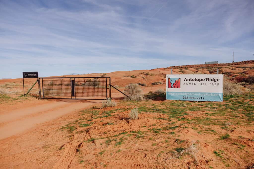 The entrance to Antelope Ridge Adventure Park
