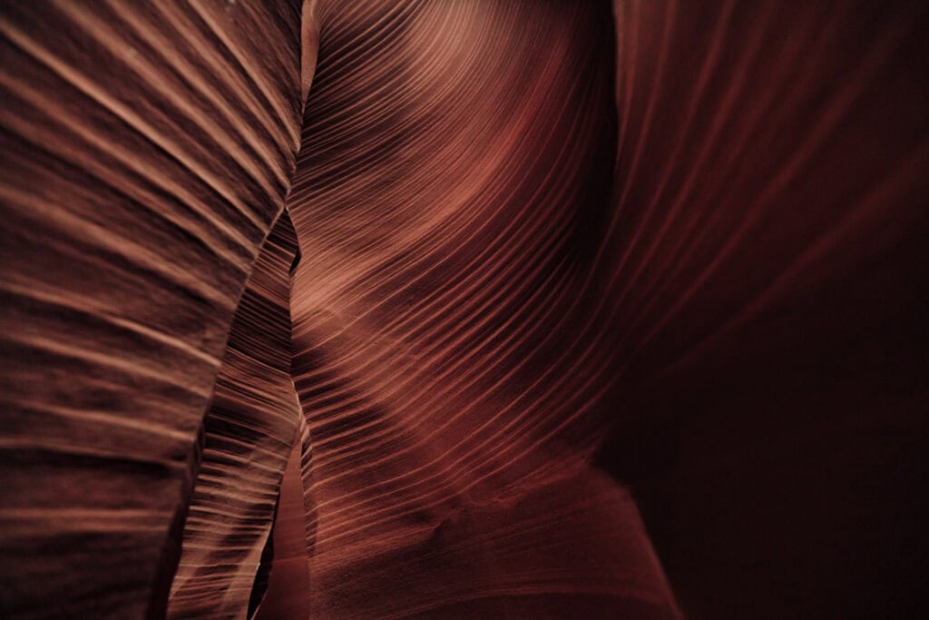 The Navajo sandstone walls inside Antelope Canyon