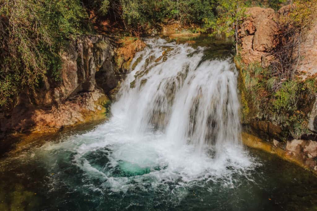The clear waterfall at Fossil Creek, AZ