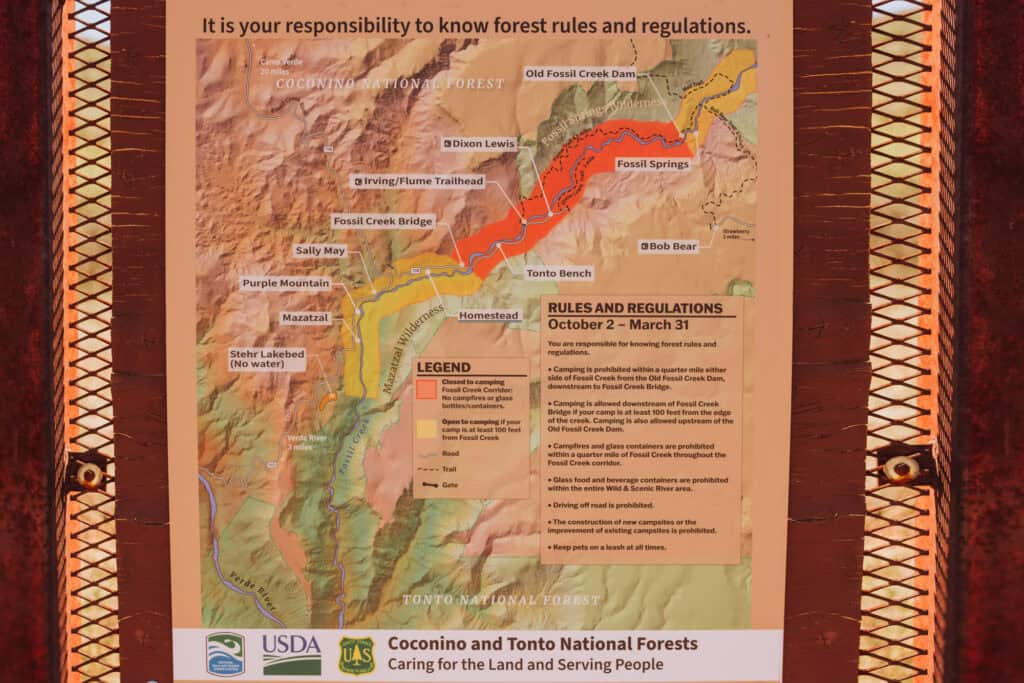Map of the Fossil Creek parking lots