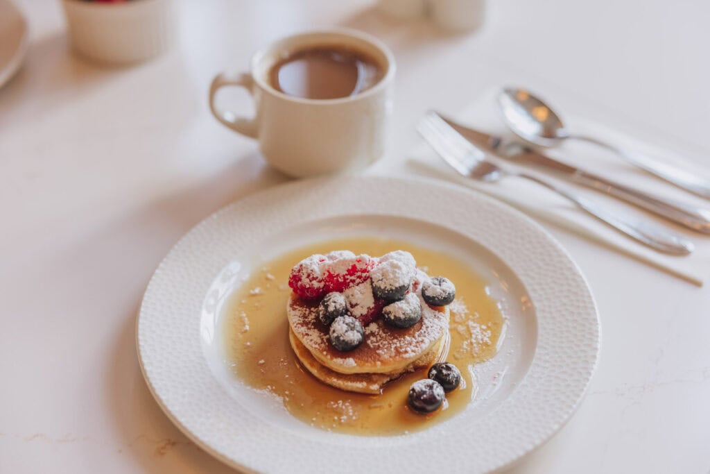 the American pancakes at the Hja Joni Restaurant in Reykjavik