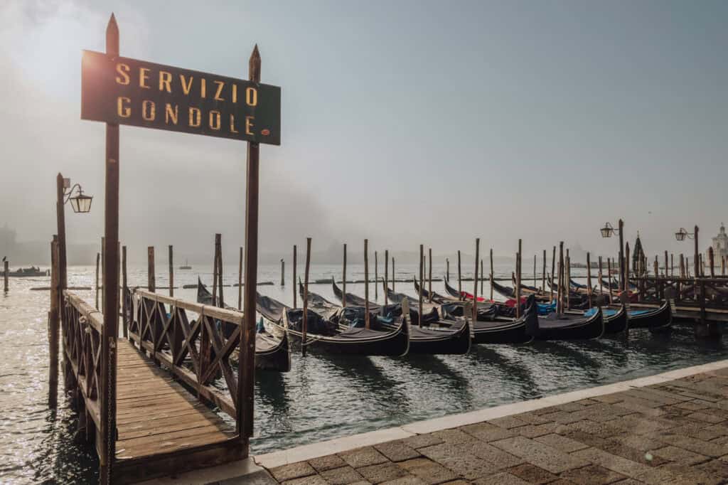 Gondolas in the Venice Lagoon in December