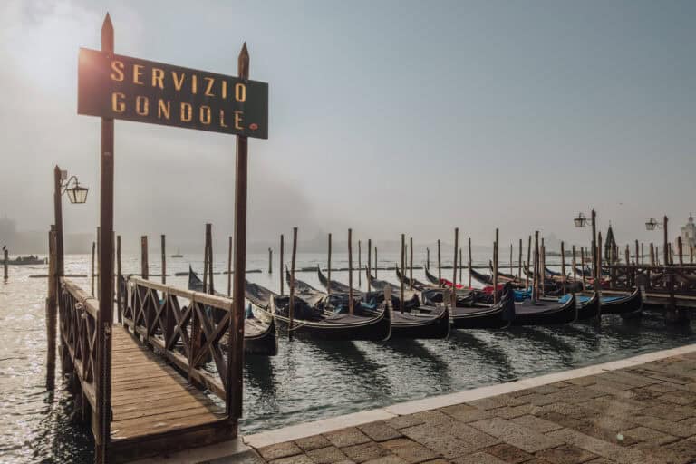 Gondolas in the Venice Lagoon in December