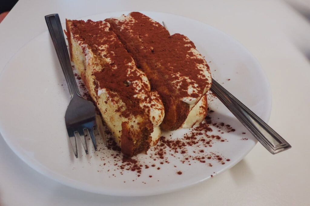 Tiramisu served in Treviso, on a day trip from Venice