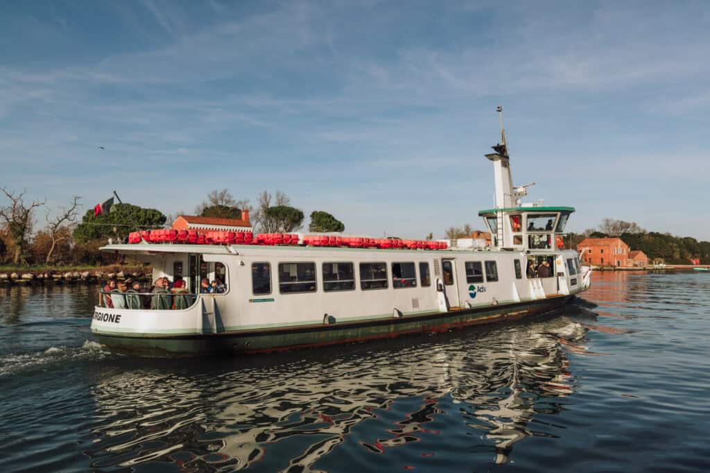 The water bus or taxi or ferry from Venice to Murano and Burano