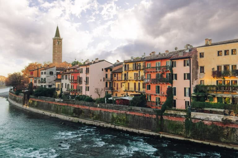 A skyline view of Verona, a great day trip from Venice, Italy
