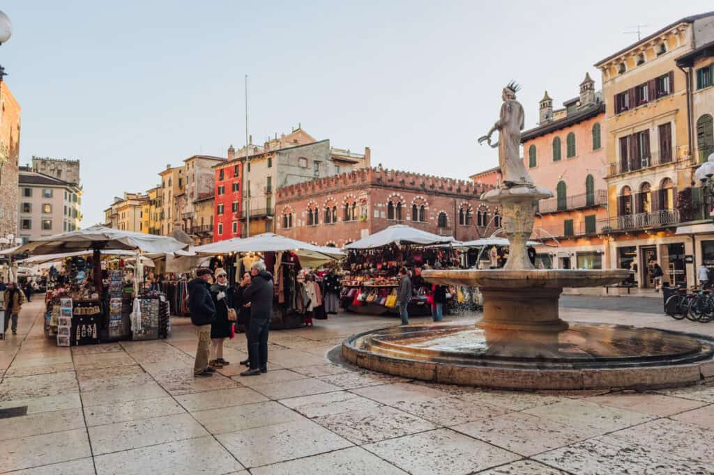 Verona market at Christmas in Piazza dei Signori