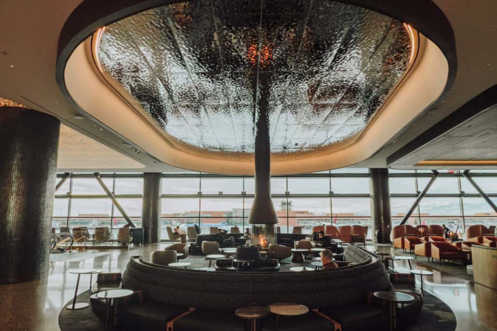 The fireplace at the sky lounge in SLC