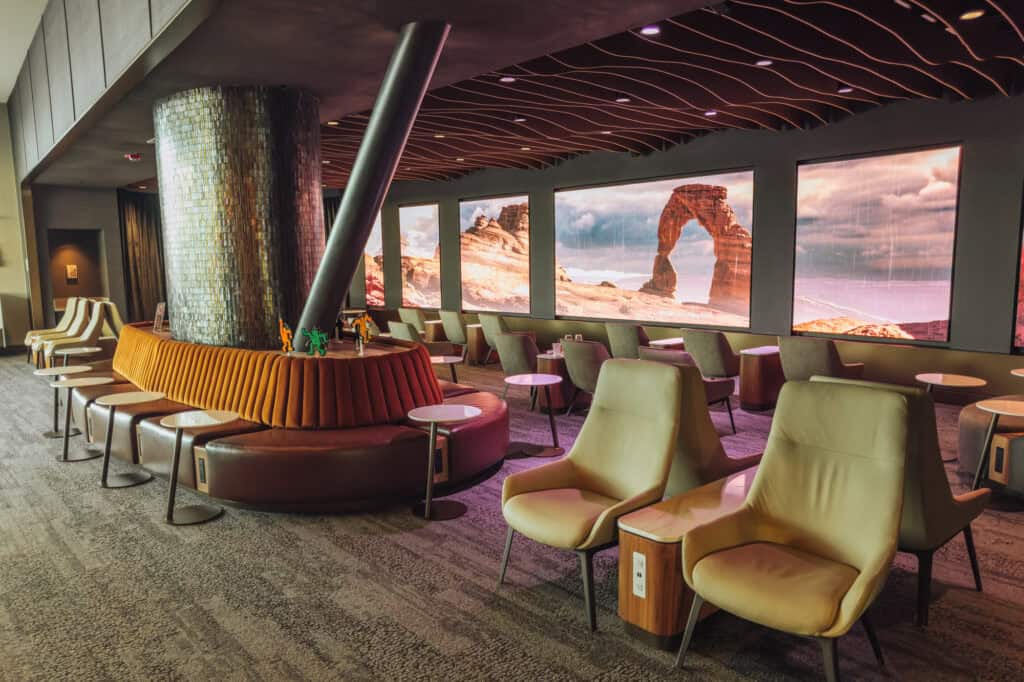 Utah's scenery displayed in the digital immersion room at the SLC lounge