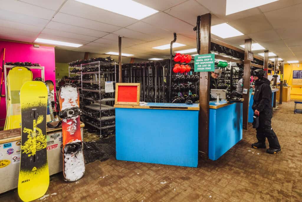 The ski rental counter at Showdown Montana
