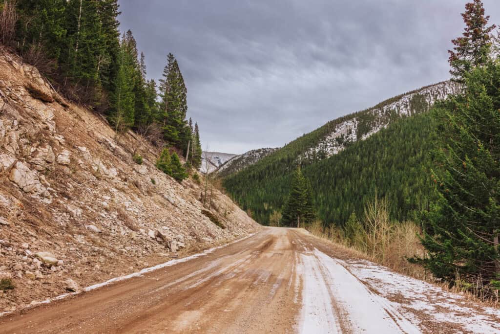 The USFS road to the ski hill through Lewis and Clark National Forest