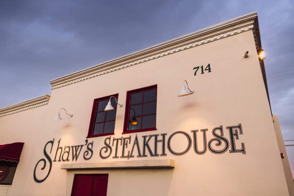 The exterior of Shaw's Steakhouse