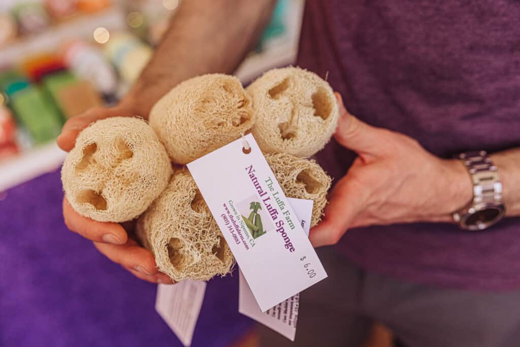 Luffas for sale at the Luffa Farm in California