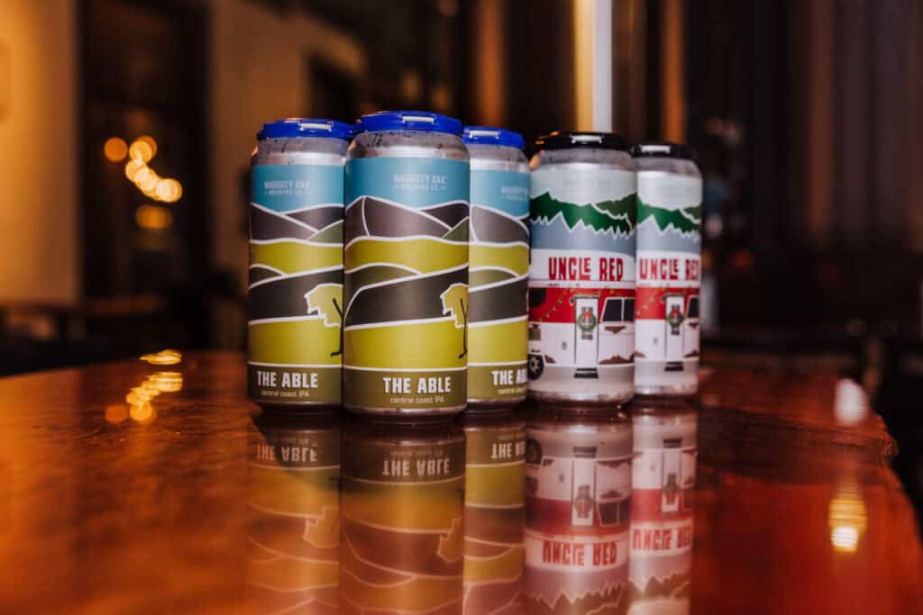 IPA cans at Naughty Oak Brewing Co in Orcutt