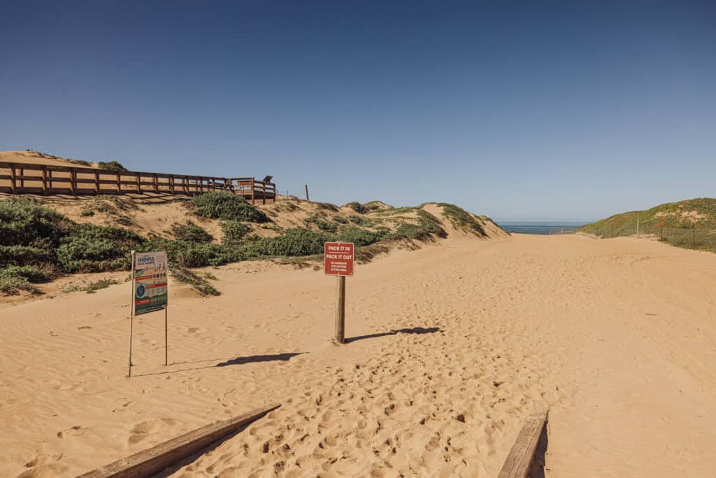 The end of the walk at Oso Flaco Beach in CA