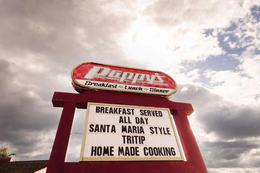 The big Pappy's sign at the restaurant or diner in Santa Maria, CA