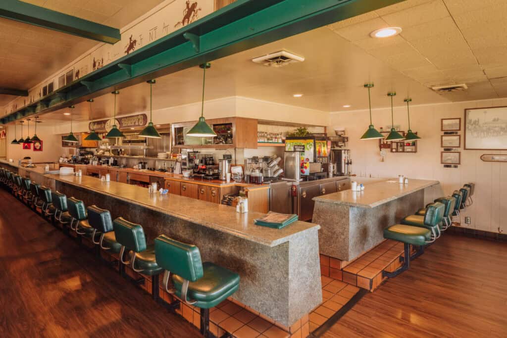 The diner counter at Pappy's in Santa Maria, California