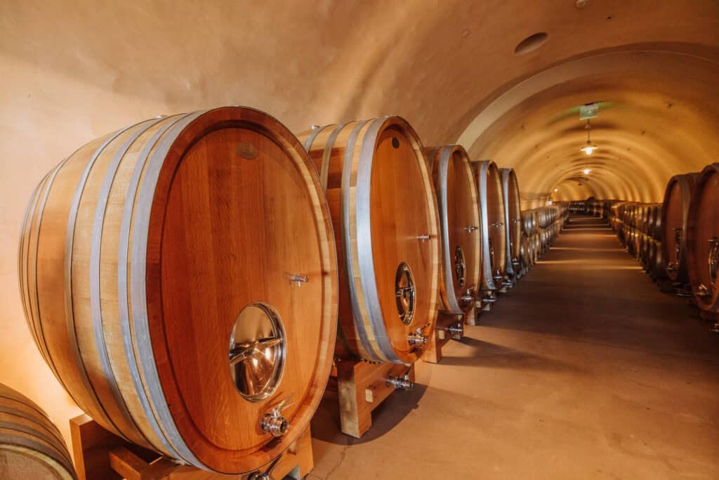 Oak wine barrels at Presqu'ile