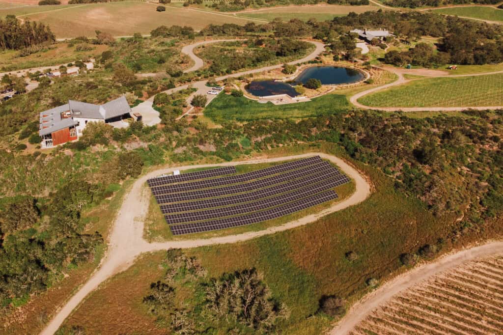 solar panels at Presqu'ile vineyard in CA