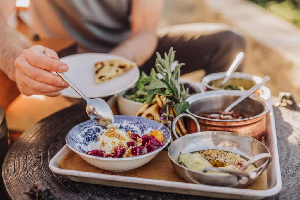 The chef's mezze platter at the winery