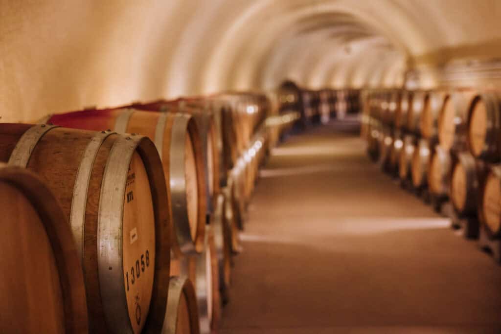 The wine cave at Presqu'ile Winery in Santa Maria Valley, CA