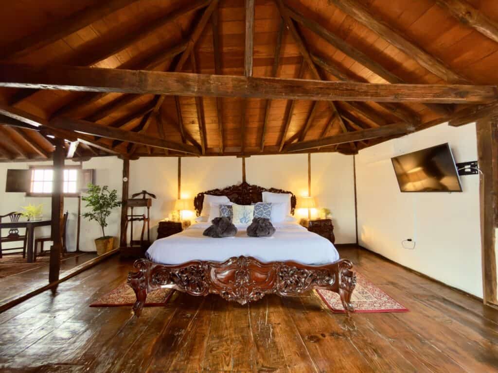 A bedroom at the historic Suites Tizon in Garachico, Tenerife